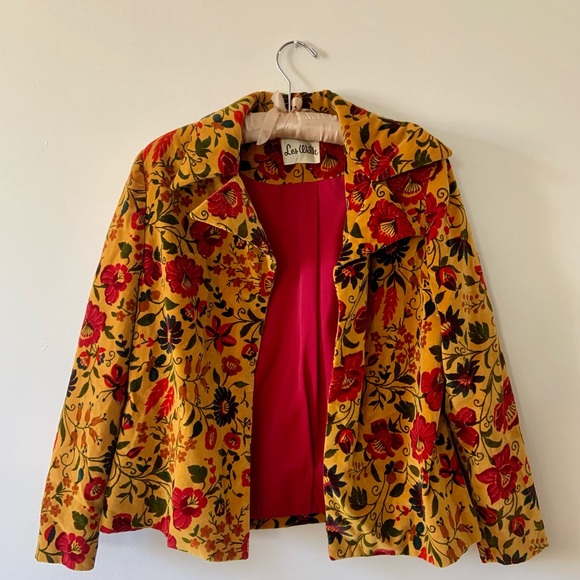 Vintage Les Wilk 70s floral blazer coat jacket - Picture 4 of 5